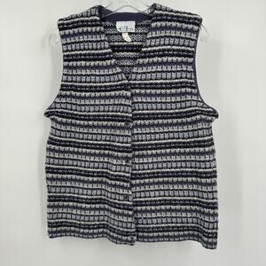 Cricket Lane Women Vest Size S Vintage Striped Knit Cottagecore Grandmacore Cozy